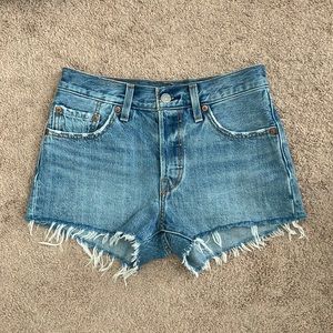 Levi's Mid Wash Blue 501 Cutoff Jean Denim Shorts